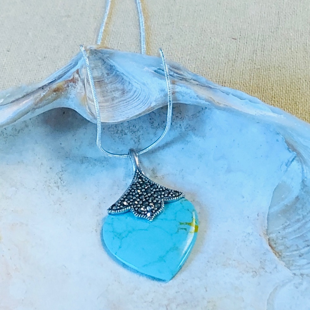 Turquoise Necklace. 925 Sterling Silver - Picture 2 of 4